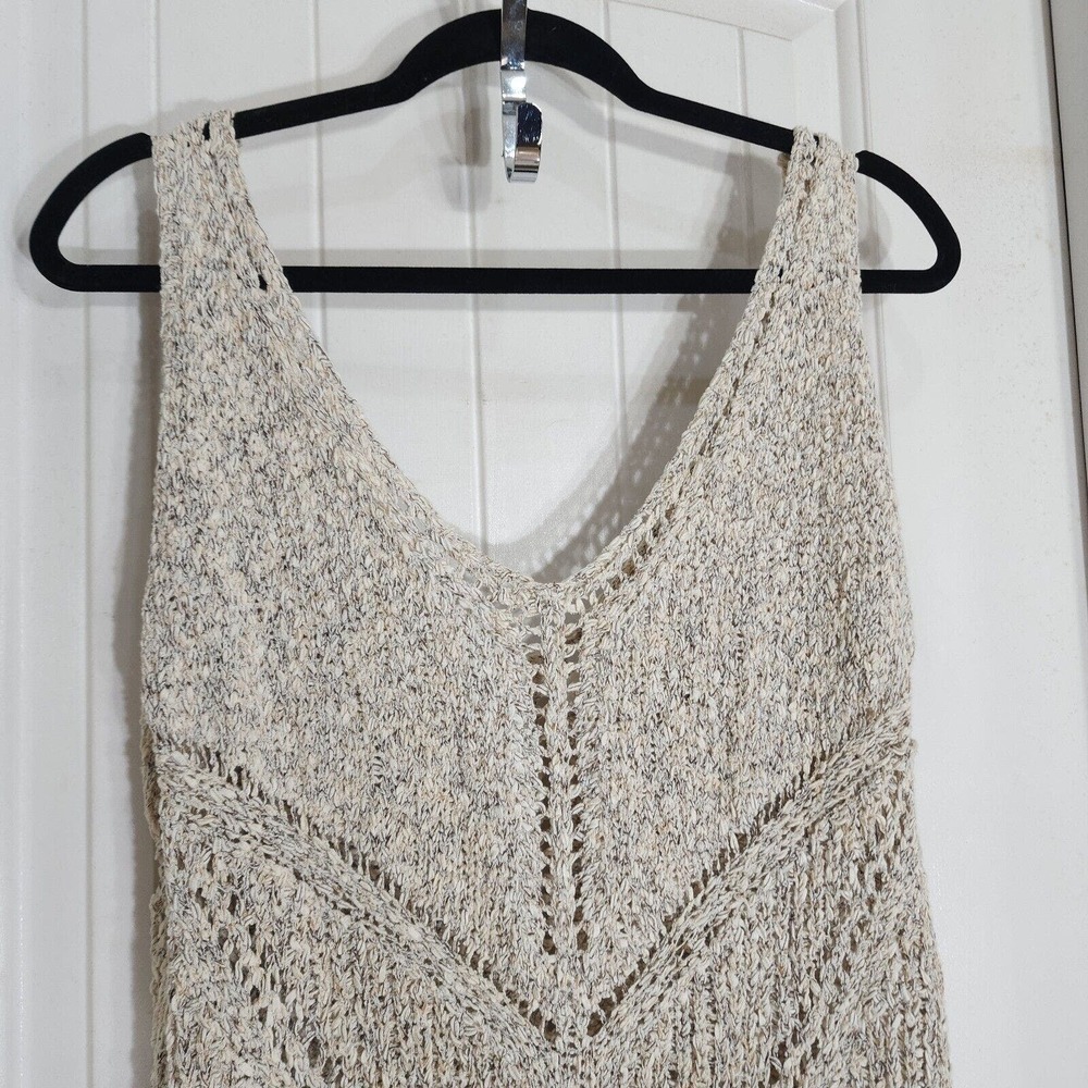 ASTR Tunic Top Blouse Womens S Beige Macrame Knit Sleeveless V Neck Cotton Blend - Picture 3 of 10